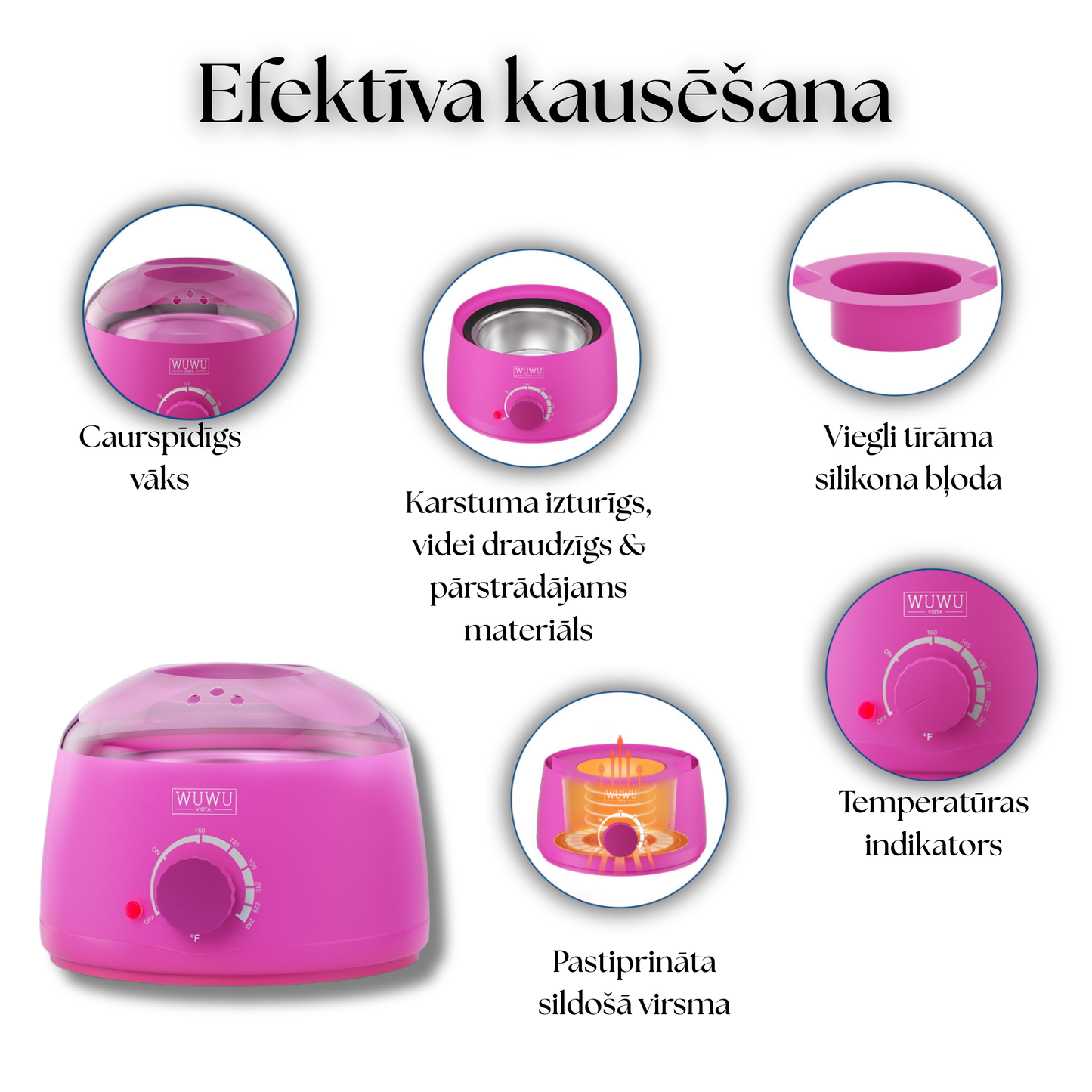 Efektīvas vaksācijas vaska kausēšanas pamācība, ar rozā vaska sildītāju.